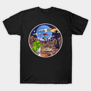 Psychedelic Magic Mushrooms Aliens T-Shirt